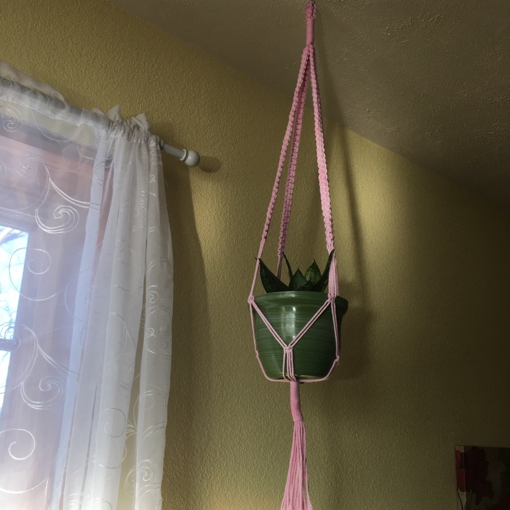 Macrame plant hanger tie dye pink nature boho